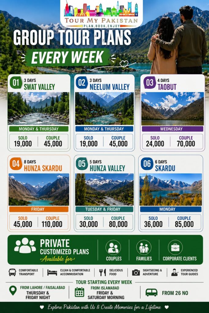Group tours for couples and families every week